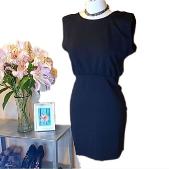 💲1️⃣0️⃣ Bundled Socialite sz L All Black Plunge V-Back Dress Mini Bodycon Dress - Picture 1 of 9